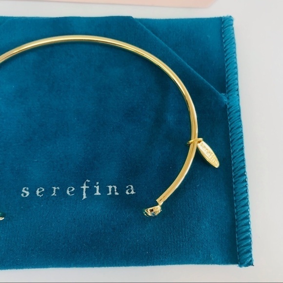 New! Serefina Anthropologie Gold Plated Rose Cut CZ Cuff Bracelet - Picture 6 of 9